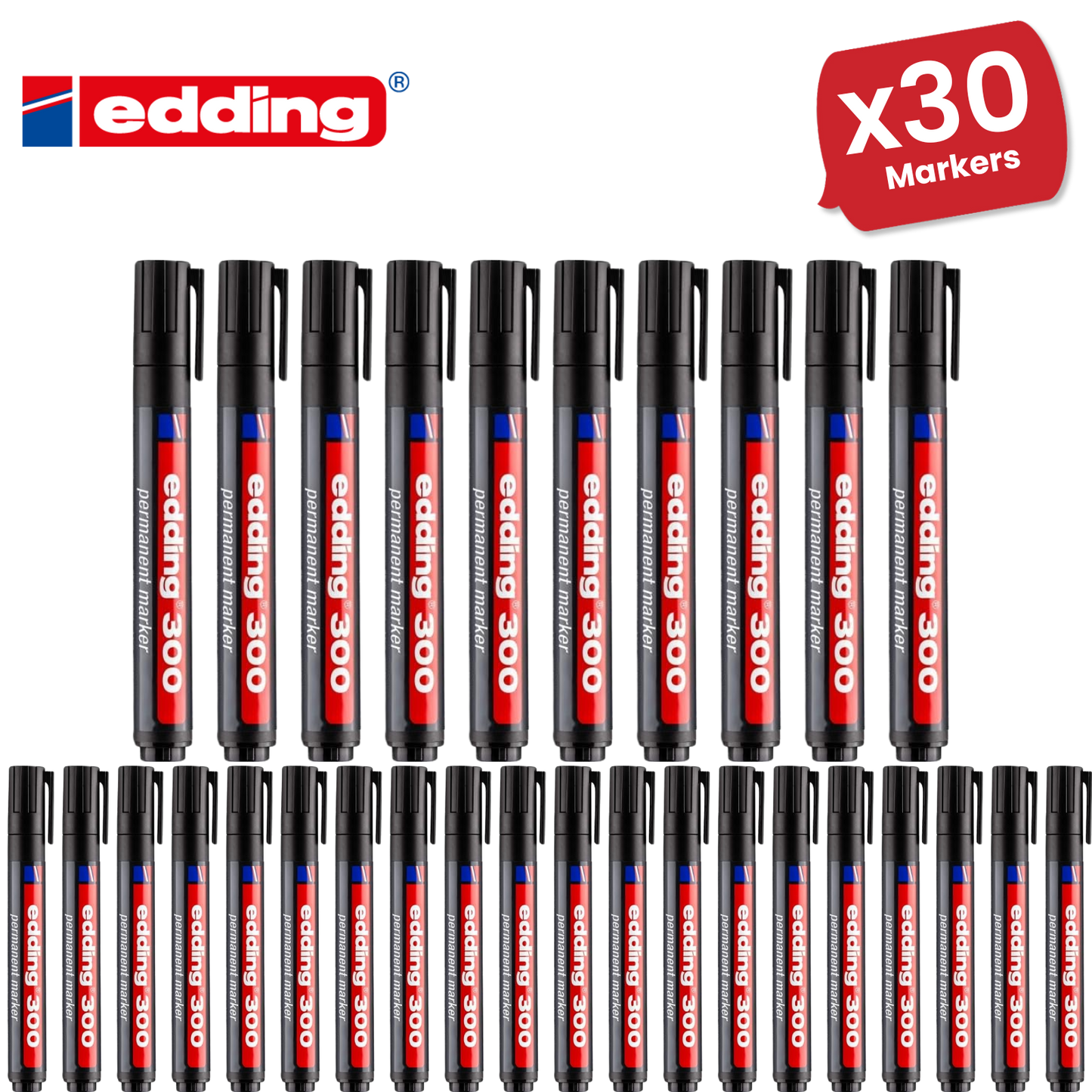 Edding 300 Permanent Marker Bullet 1.5-3mm Black - Single - 1 to 30 Packs
