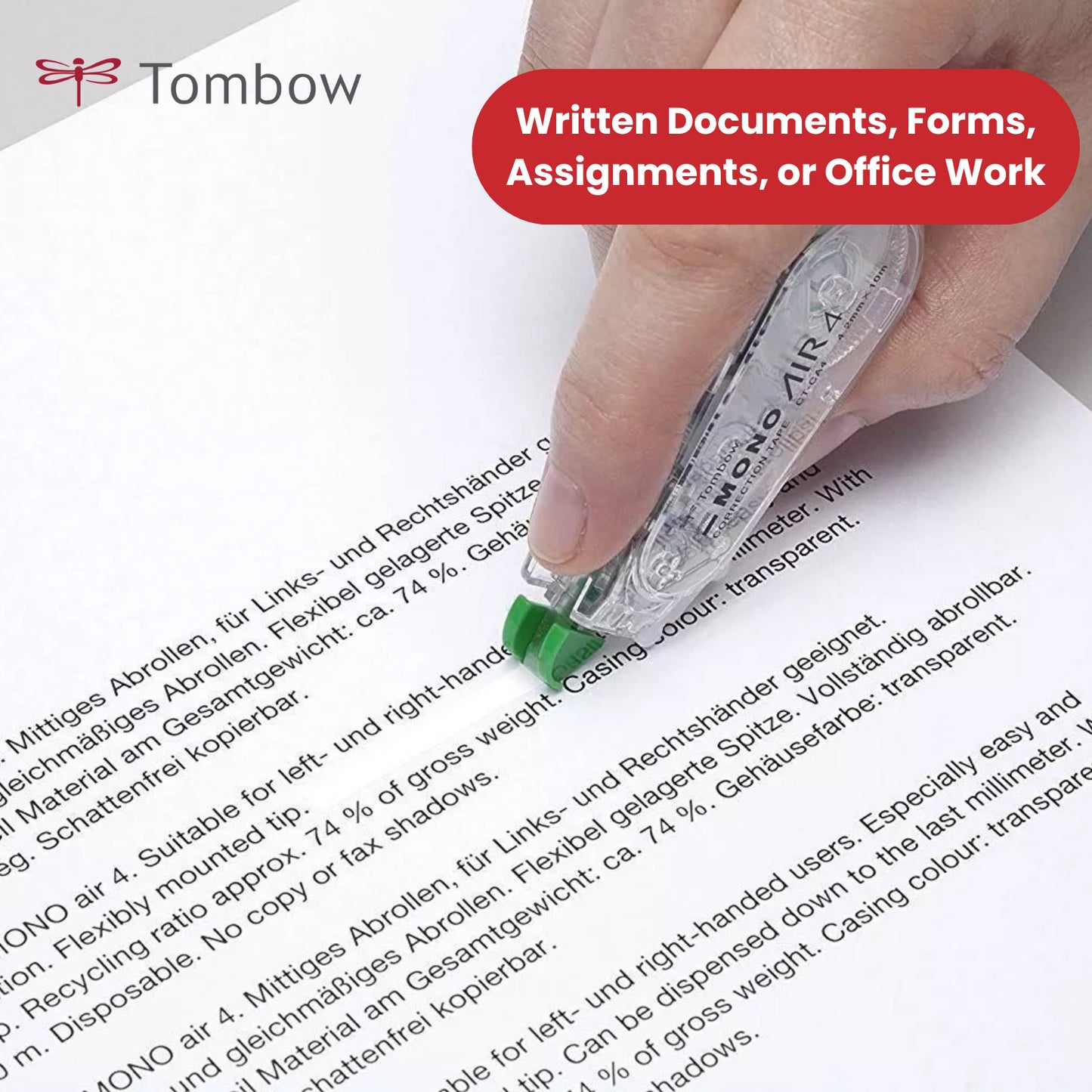 Tombow Mono Air Correction Tape 4.mm x 10m Pack of 3