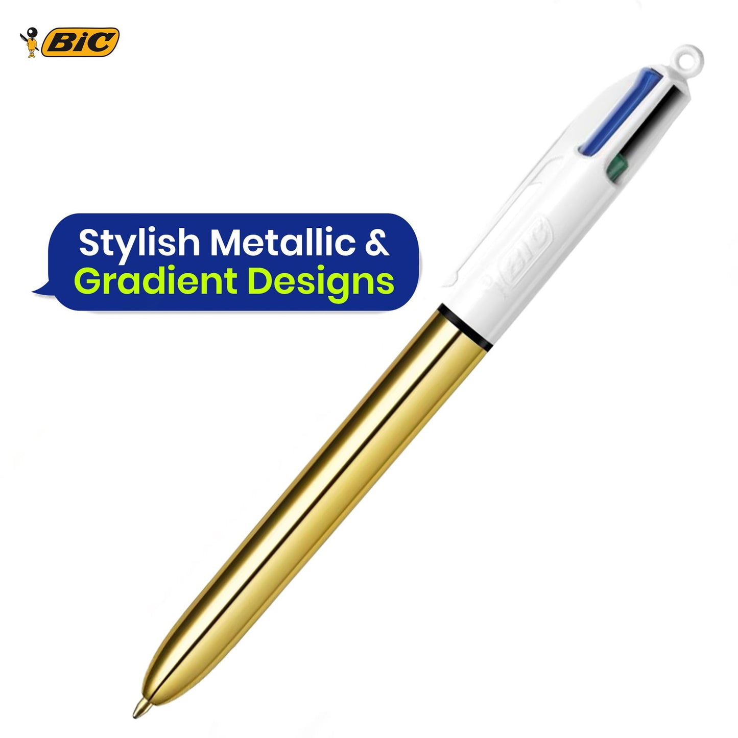 BIC 4 Colours Shine and Gradient Ball Pens Pack of 5 with 1.0mm Tip