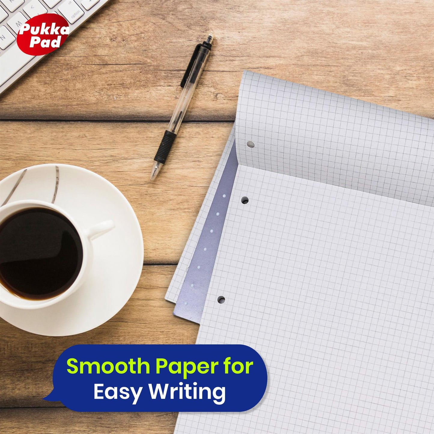 PUKKA PAD A4 Squared White Pad 160 Pages 5mm Grid for Maths and Technical Work