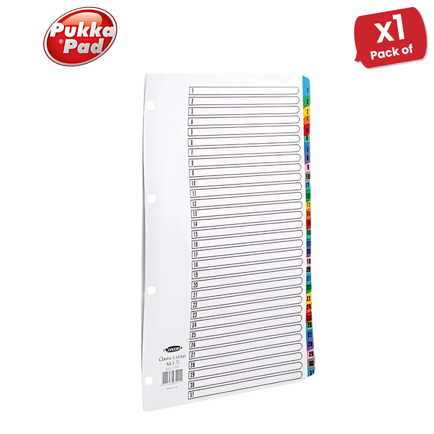 Pukka Concord Index A4 Multi 1-31 - 1 to 5 Packs