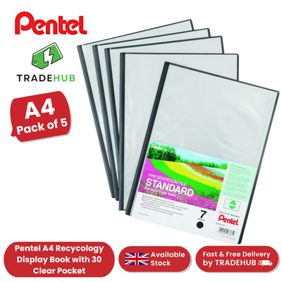 PENTEL RECY A4 PRES FILE 7PKT BLACK - Pack of 5
