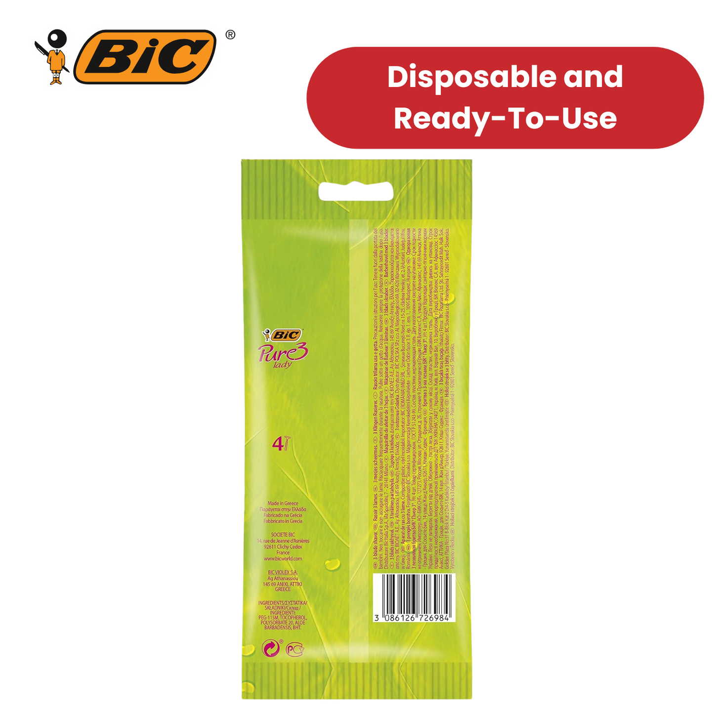 Bic Pure 3 Lady Shavers 4  - 1 Pack