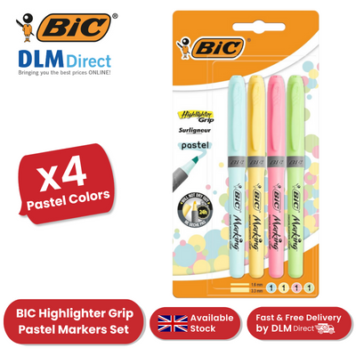 Bic Pastel Highlighter Marker Assorted (Blister Pack 4)
