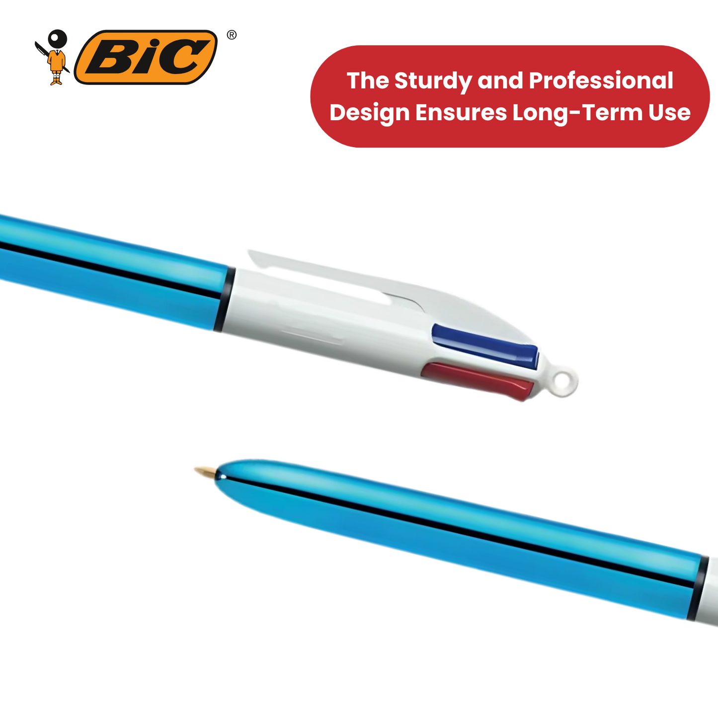 Bic 4 Colour Shine - Blue - Pack of 3