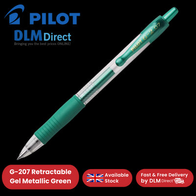 Pilot G-207 Retractable Gel 0.7 mm Medium Point Rollerball Pen - Metallic Green