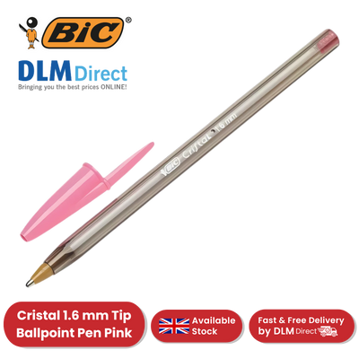 BIC Cristal Ballpoint 1.6mm Medium Point Pen Smooth Writing & Stylish Pen - Pink