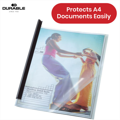 Durable A4 Clear Report Covers & Spine Bars, 10 Pack - Plastic Filing, Assorted Colours
