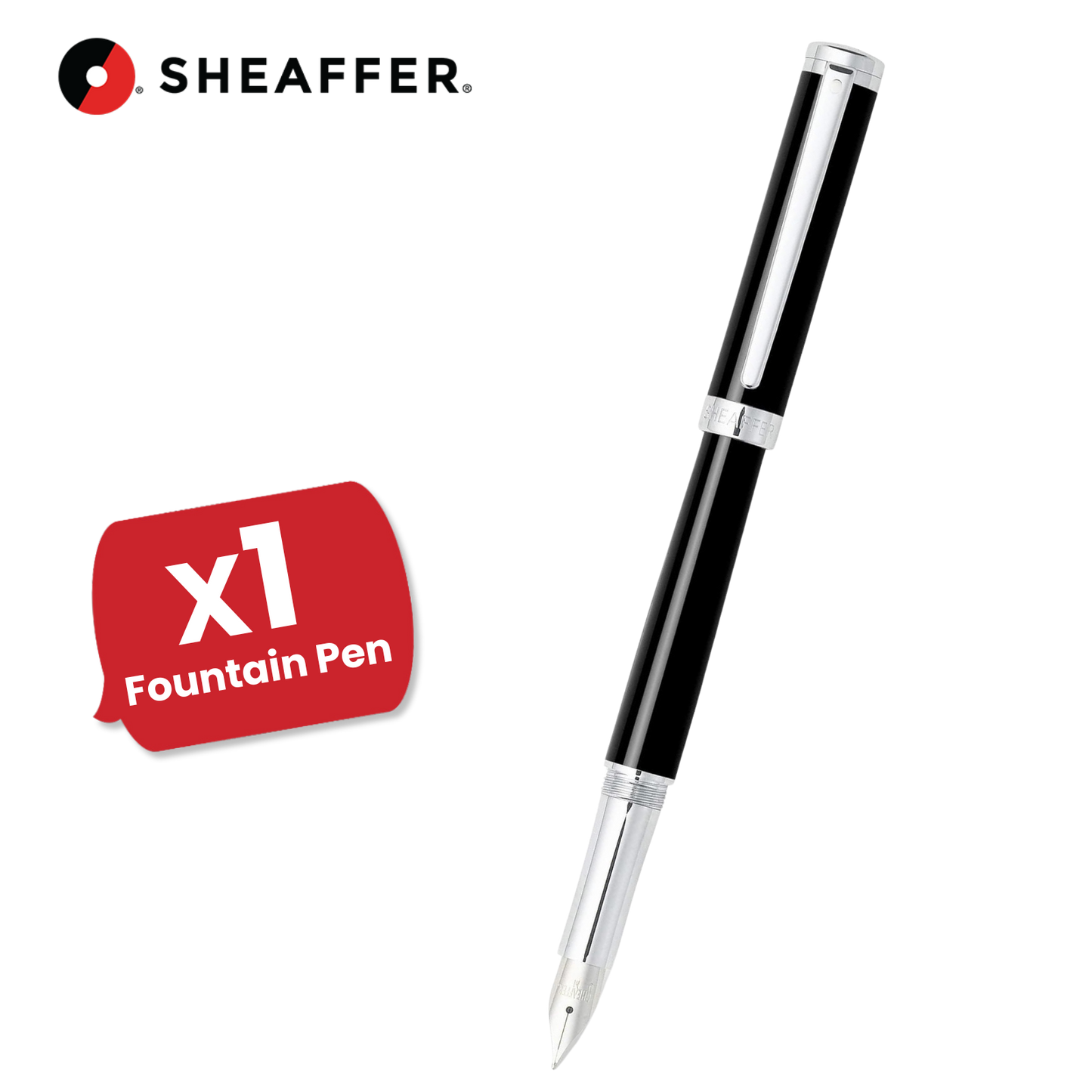 Sheaffer Black Intensity Onyx Fountain Pens Chrome Trim & Medium Nib - 1-5 Packs