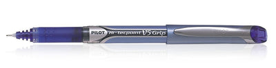 Pilot V5 Rollerball Pen Rubber Grip Needle Point 0.5mm Blue- Pack of 12