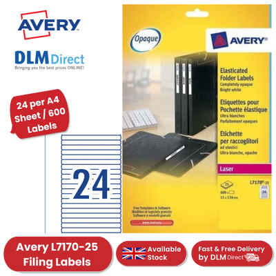 Avery L7170-25 (134 x 11mm) Filing Labels White (Pack of 600 Labels) - 1 to 5