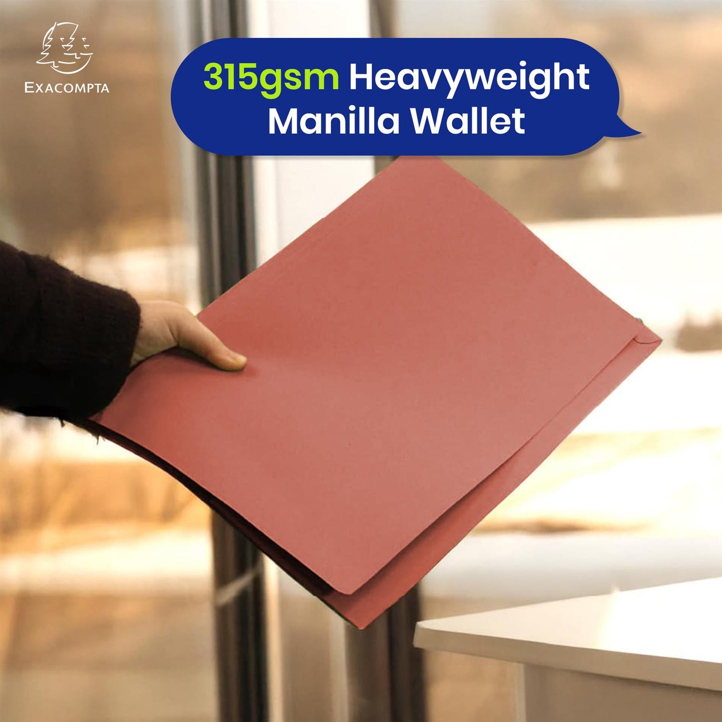 Exacompta Guildhall Full Flap Pocket Wallet – Foolscap Paper Organiser, 315gsm Document Folder(Pink)
