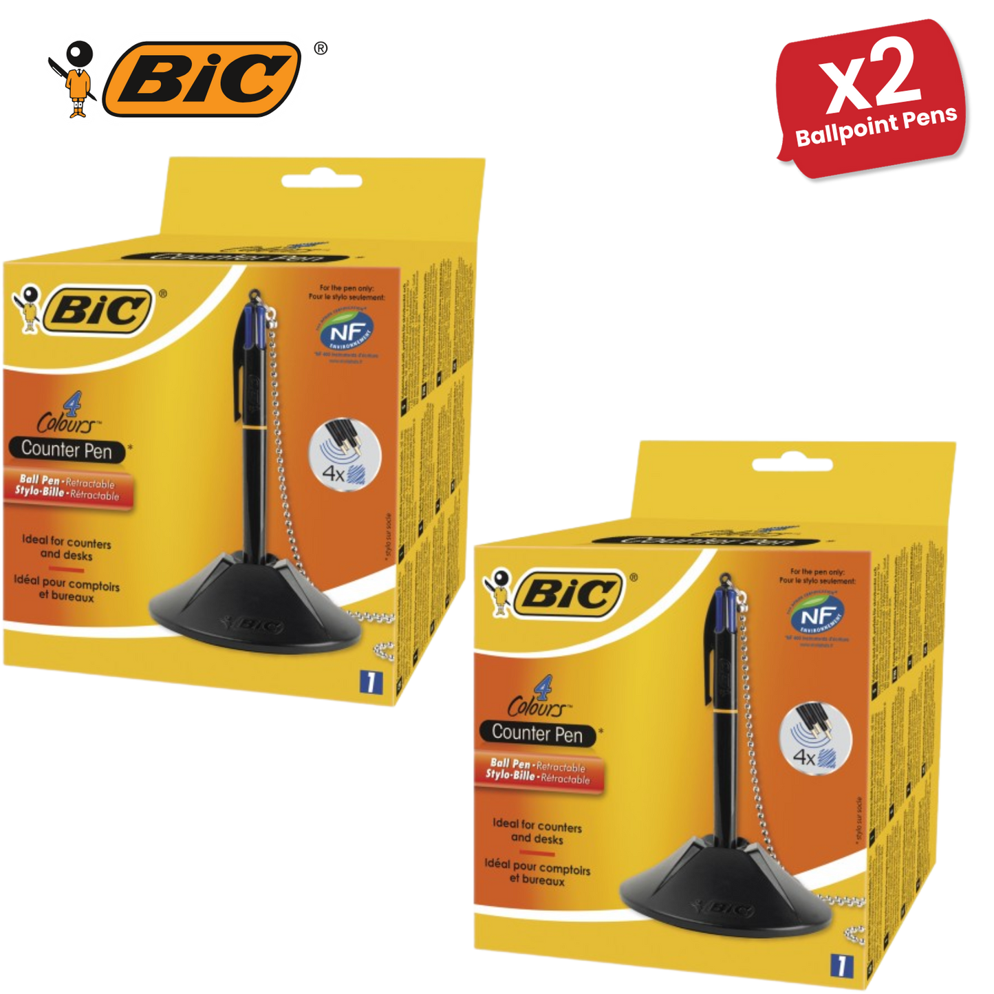 BIC 4 Colours Counter Pen Ballpoint Pen Blue 1 Box
