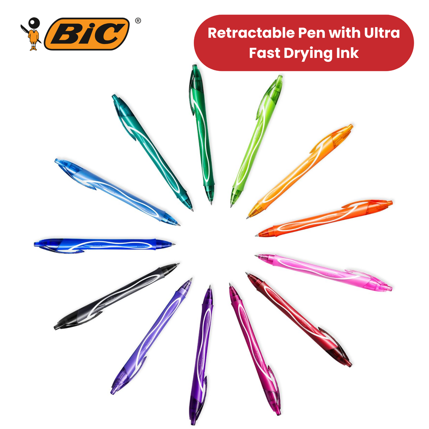 Bic Gel-ocity Quick Dry Med Rollerball Blue PK12