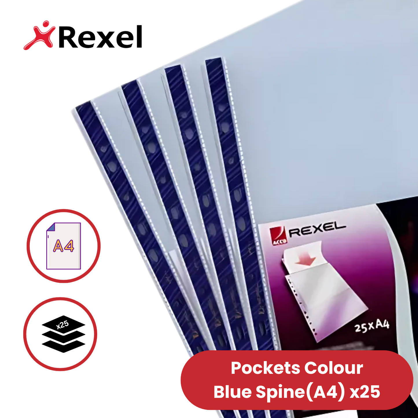 Rexel Nyrex (A4) Reinforced Top Opening Pockets Pack of 25
