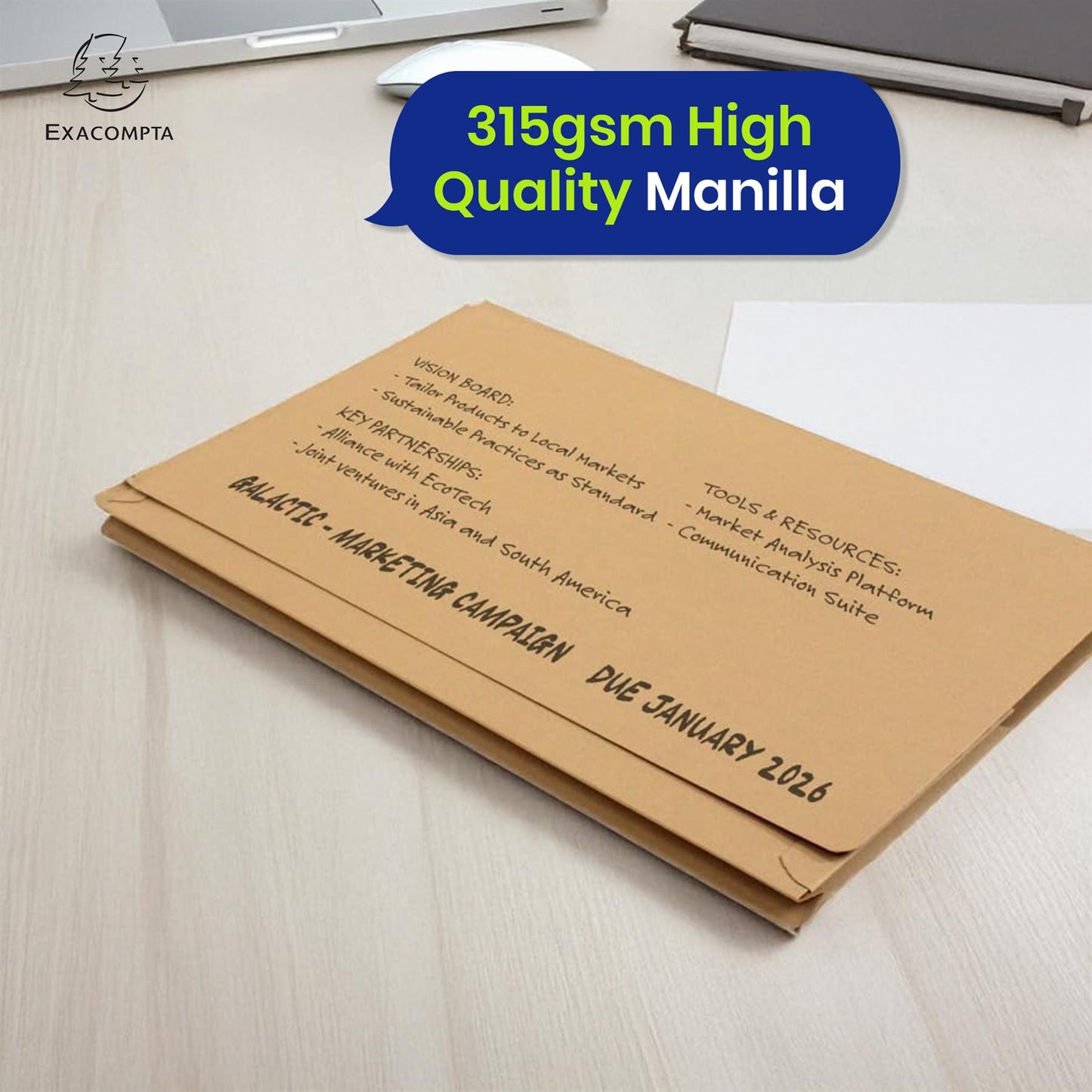 Exacompta Guildhall Pocket Wallet – 315gsm Manilla Heavyweight Secure file, Pack of 50, (Buff)