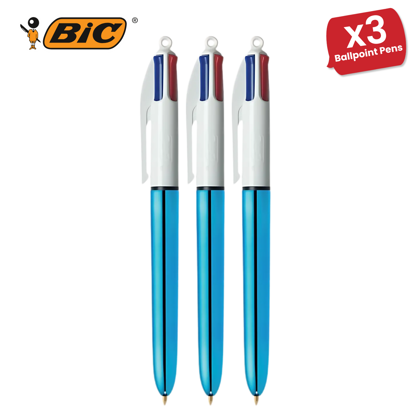 Bic 4 Colour Shine - Blue - Single Pen