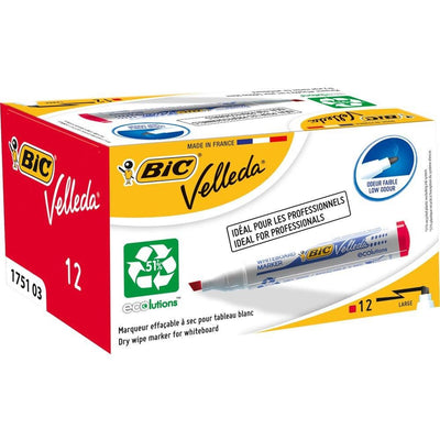 BIC Velleda 1751 ECOlutions Whiteboard Markers Red - Box of 12 - 1 to 5 Packs