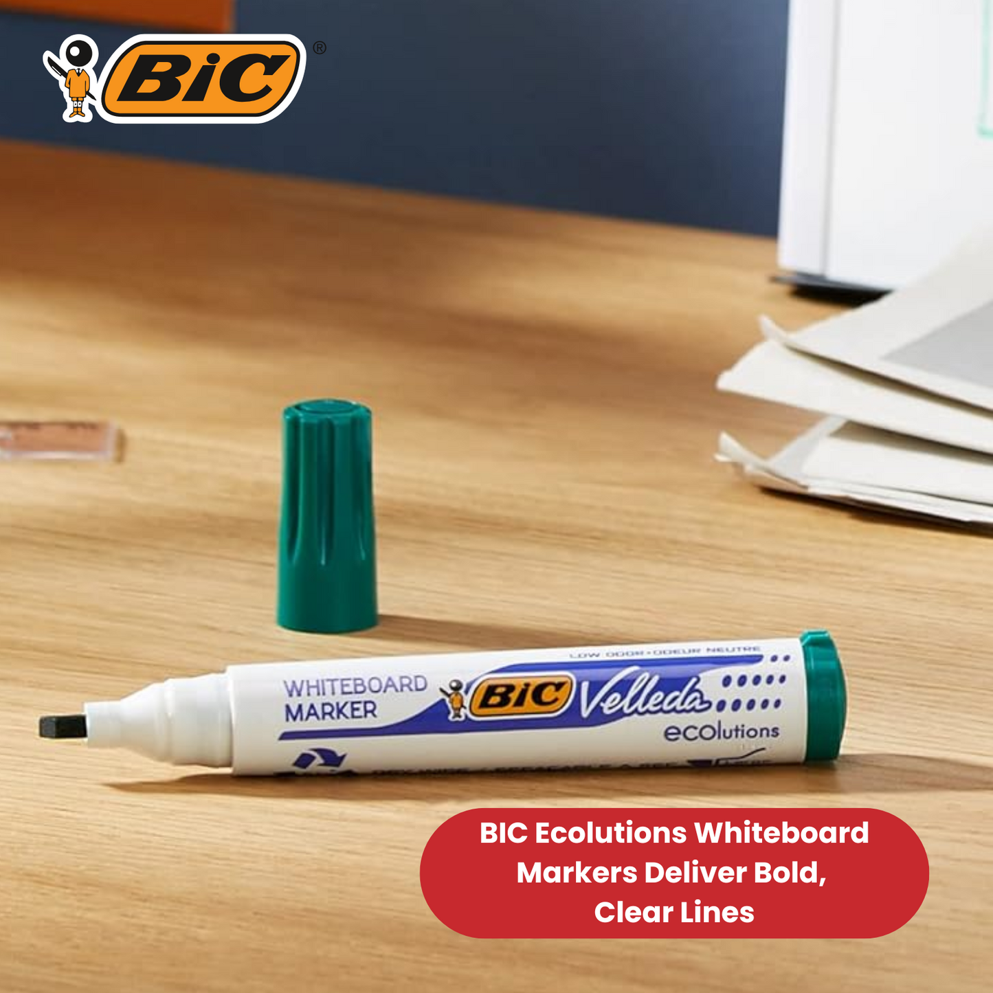 BIC Velleda 1751 ECOlutions Whiteboard Markers Green - Box of 12 - 1 to 5 Packs
