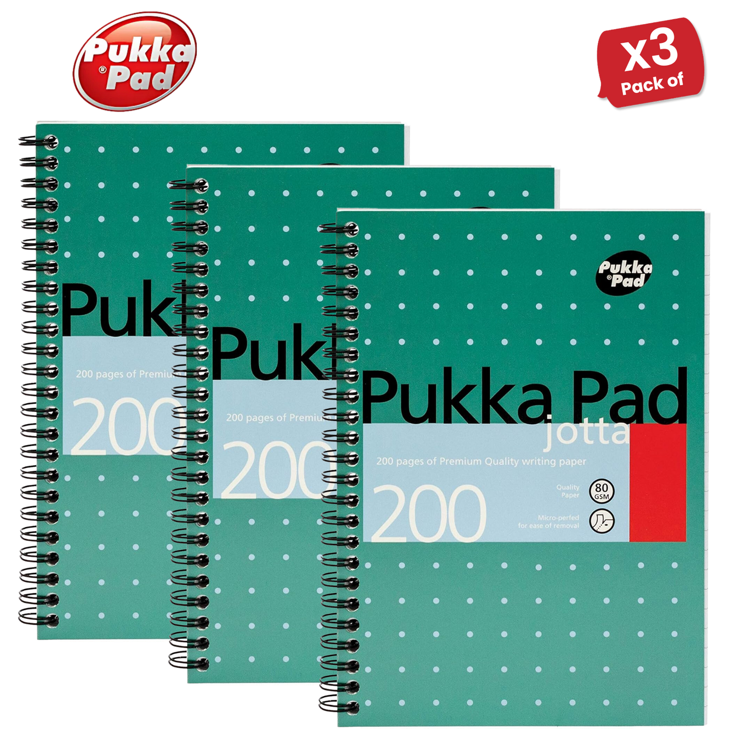 PUKKA WHITE A5 WIREBOUND PADS 200 page 80gsm (RULED/MARGIN) - PACK OF 1