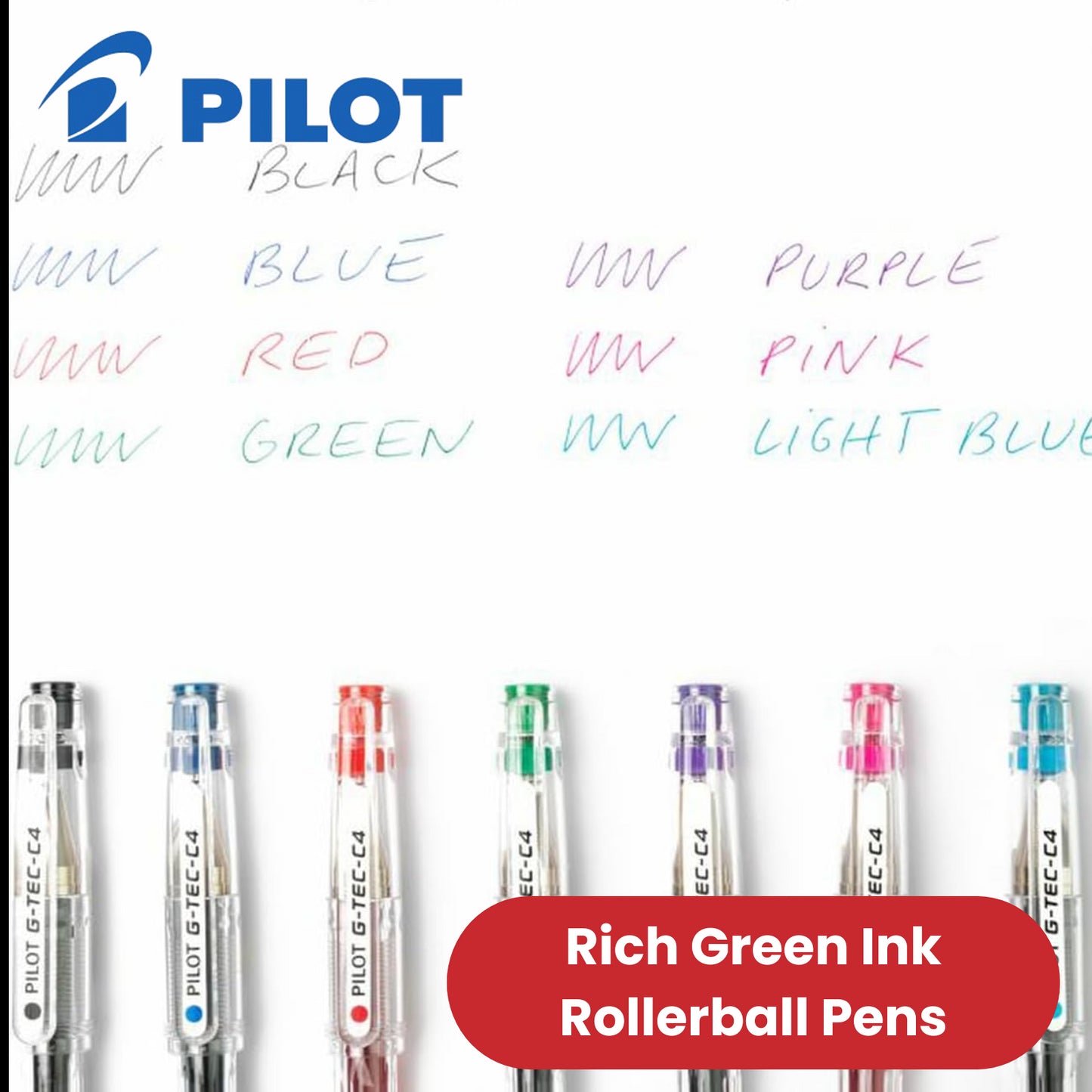 Pilot G Tec C4 Gel Rollerball Pens Microtip Extra Fine 0.4mm Gel Ink - Green