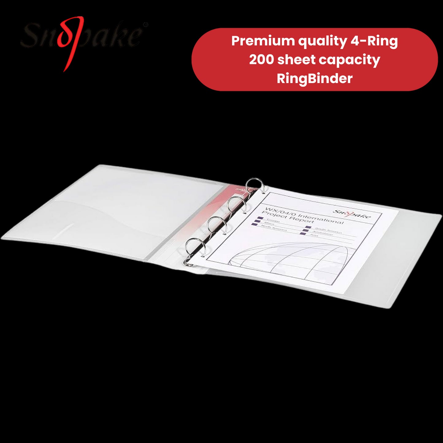 Snopake Ring Binder 4D Ring A4 CLEAR - PACK OF 1 - 1 to 5 Packs