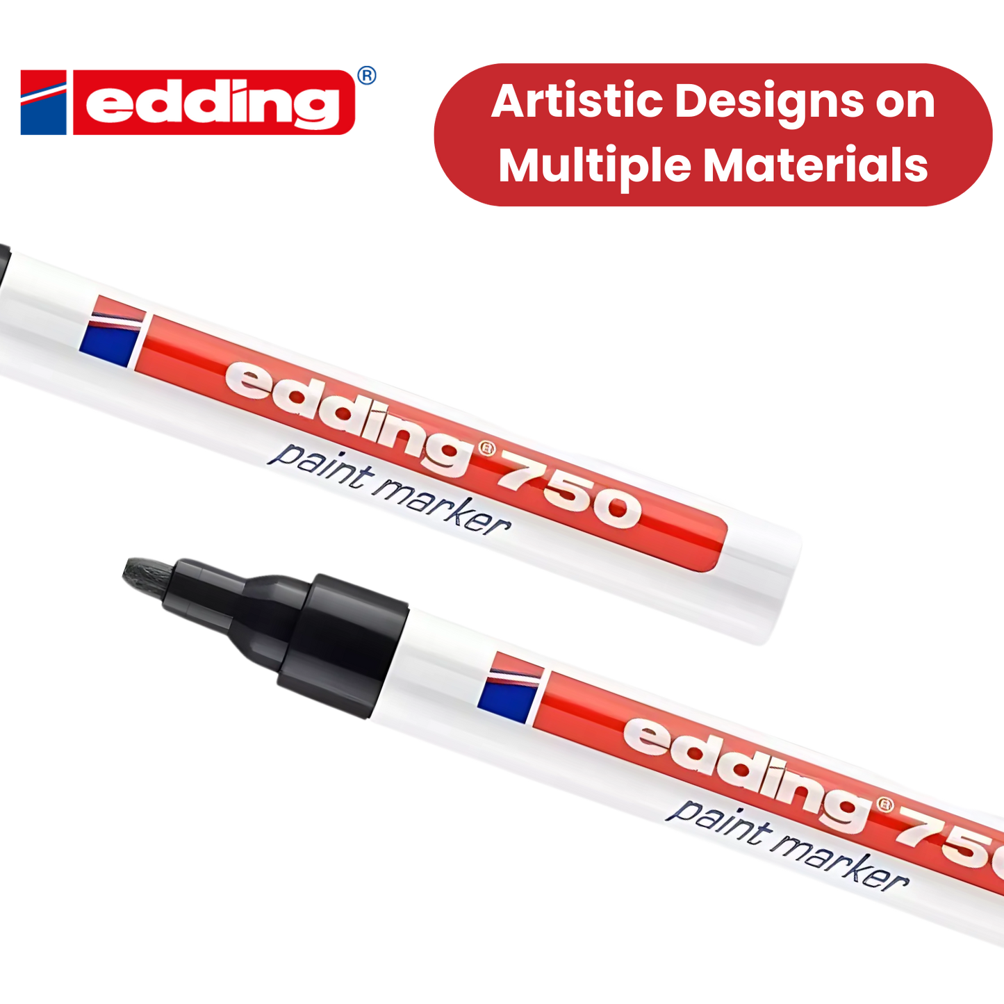 Edding 750 Permanent Paint Markers - Bold Black Ink for Multi-Surface Writing
