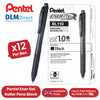 PENTEL ENERGEL RET GEL ROLLER 1.0MM BLK - Pack of 12