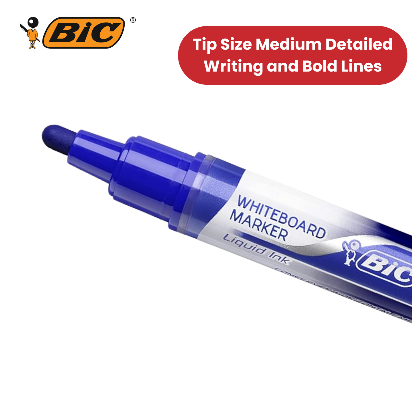 BIC Velleda Liquid Ink Dry Wipe Markers - Blue Ink, Smooth Writing, Pack of 12
