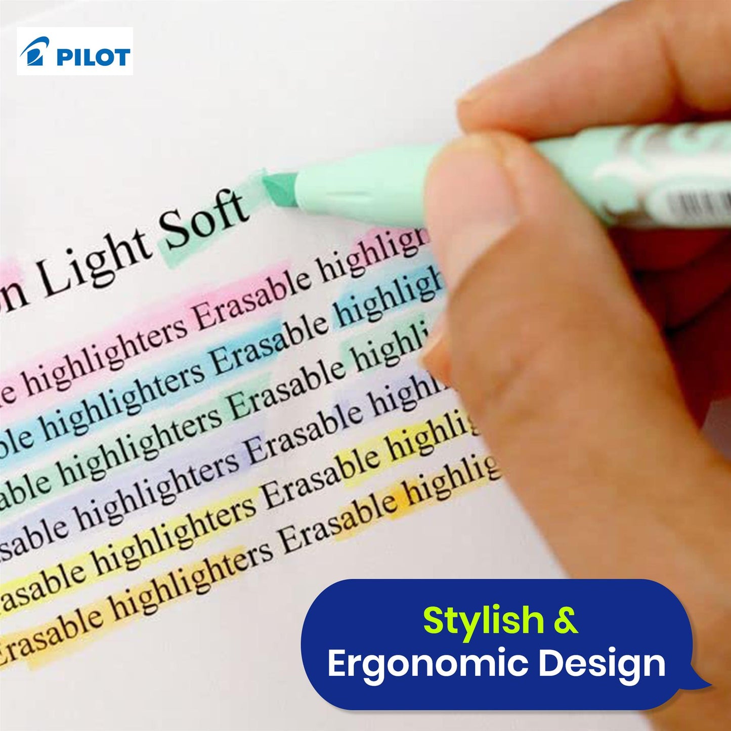 4x Pilot FriXion Soft Light Erasable Highlighter Assorted Pens for School & Office