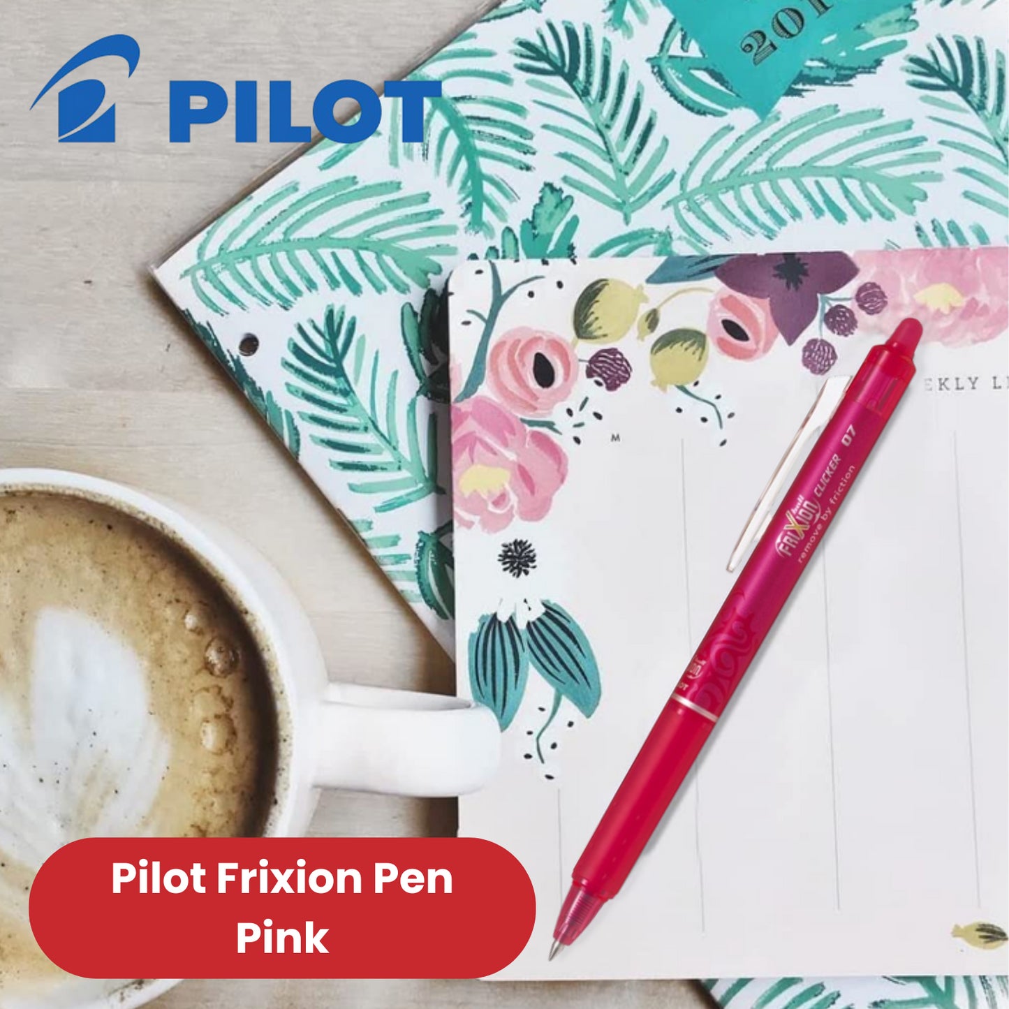 Pilot FriXion Clicker Erasable Gel Rollerball Multiple Pens 0.7mm Tip - Pink