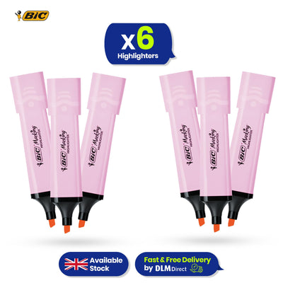 BIC 6x Marking Highlighter Flat Pastel Pink Modular Tip for Precise Highlighting