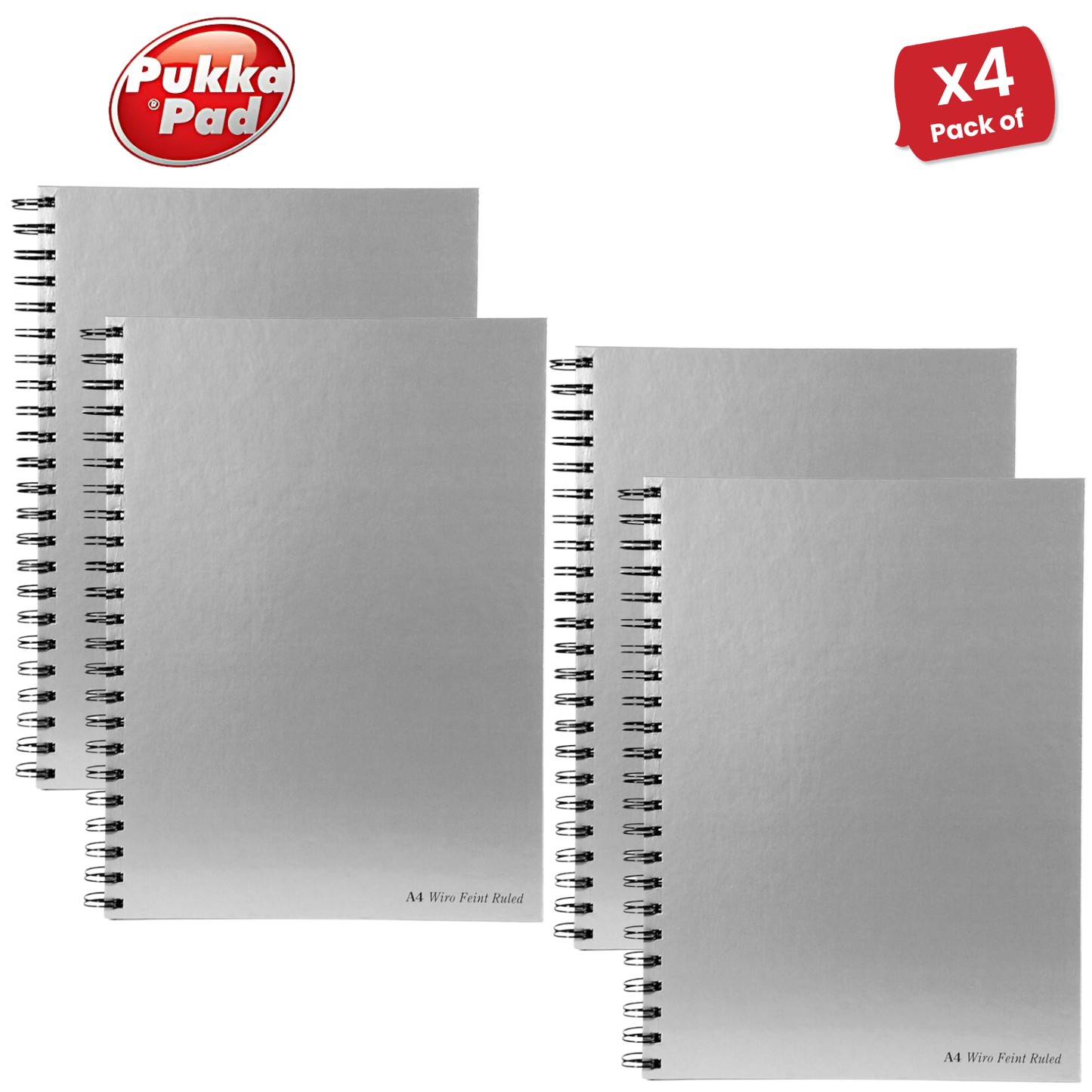 PUKKA PADS WHITE A4 WIREBOUND MANUSCRIPT BOOK 160 page 90gsm (RULED) - PACK OF 1 to 5
