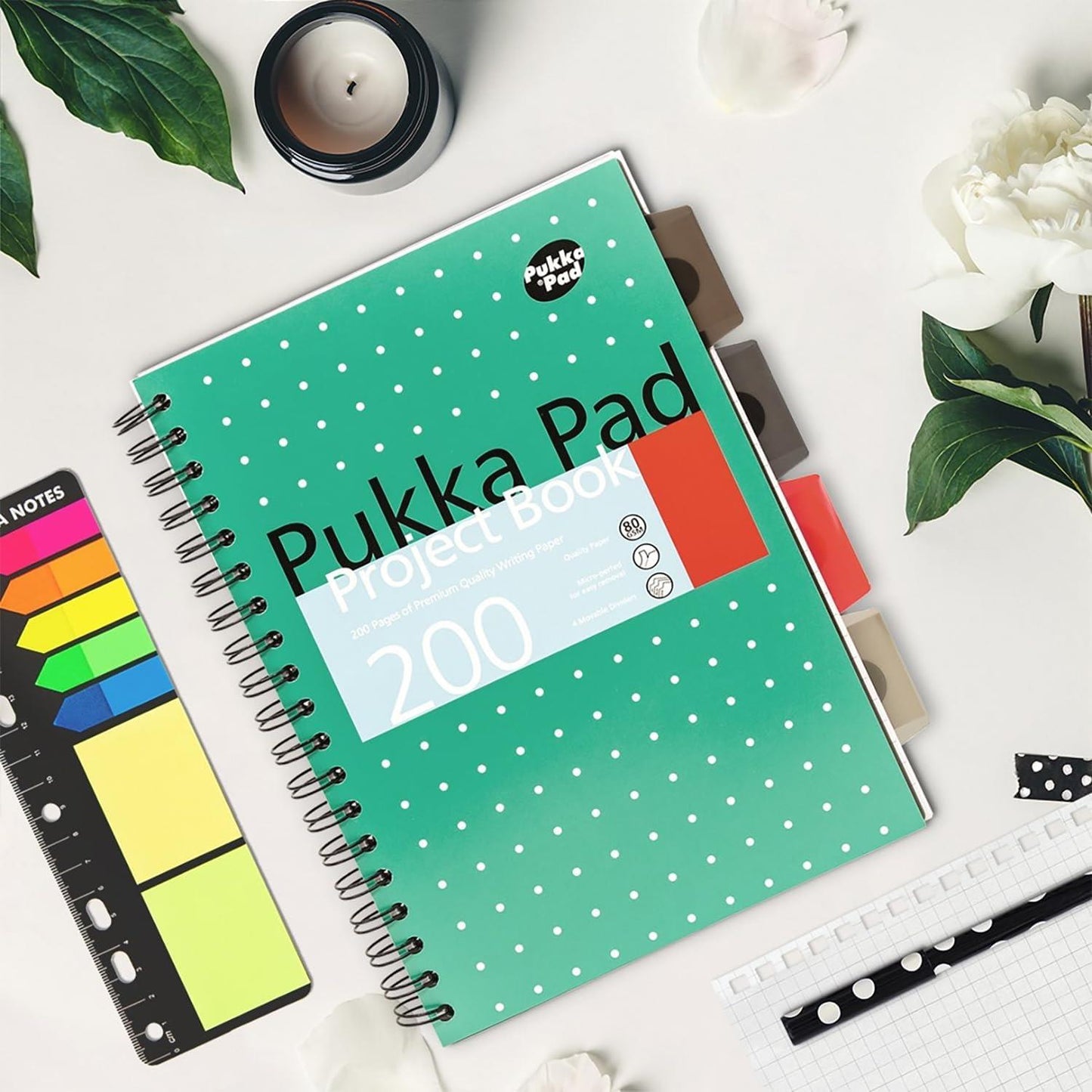 PUKKA WHITE A4 WIREBOUND PROJECT BOOK (RULED/MARGIN) - PACK OF 1