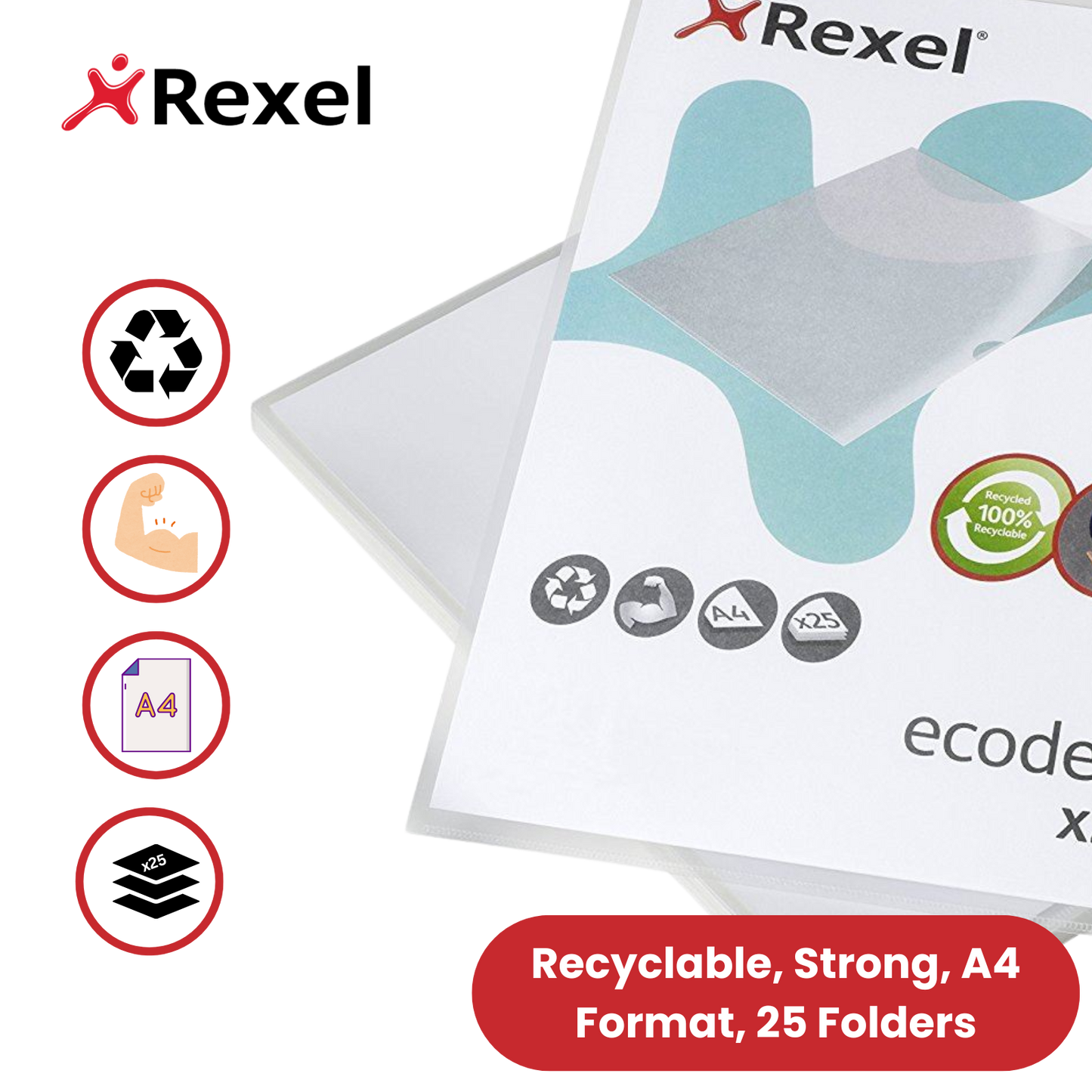 Rexel Ecodesk (A4) L Folders Pack of 25 Folders - 1 to 5 Packs