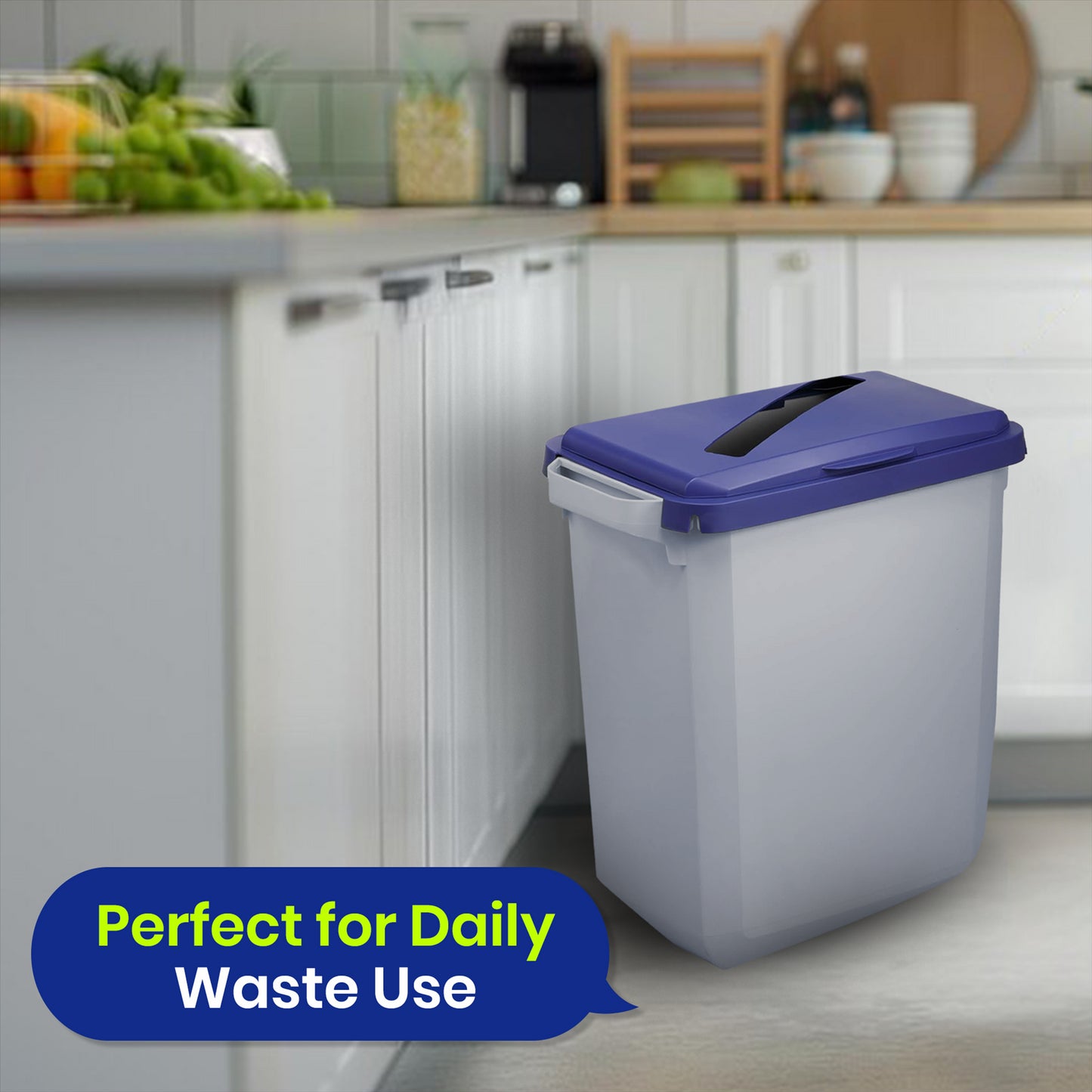 DURABIN 60L Grey Bin Set and Blue Hinged Lid with Paper Slot & 25x 110L Bin Bags