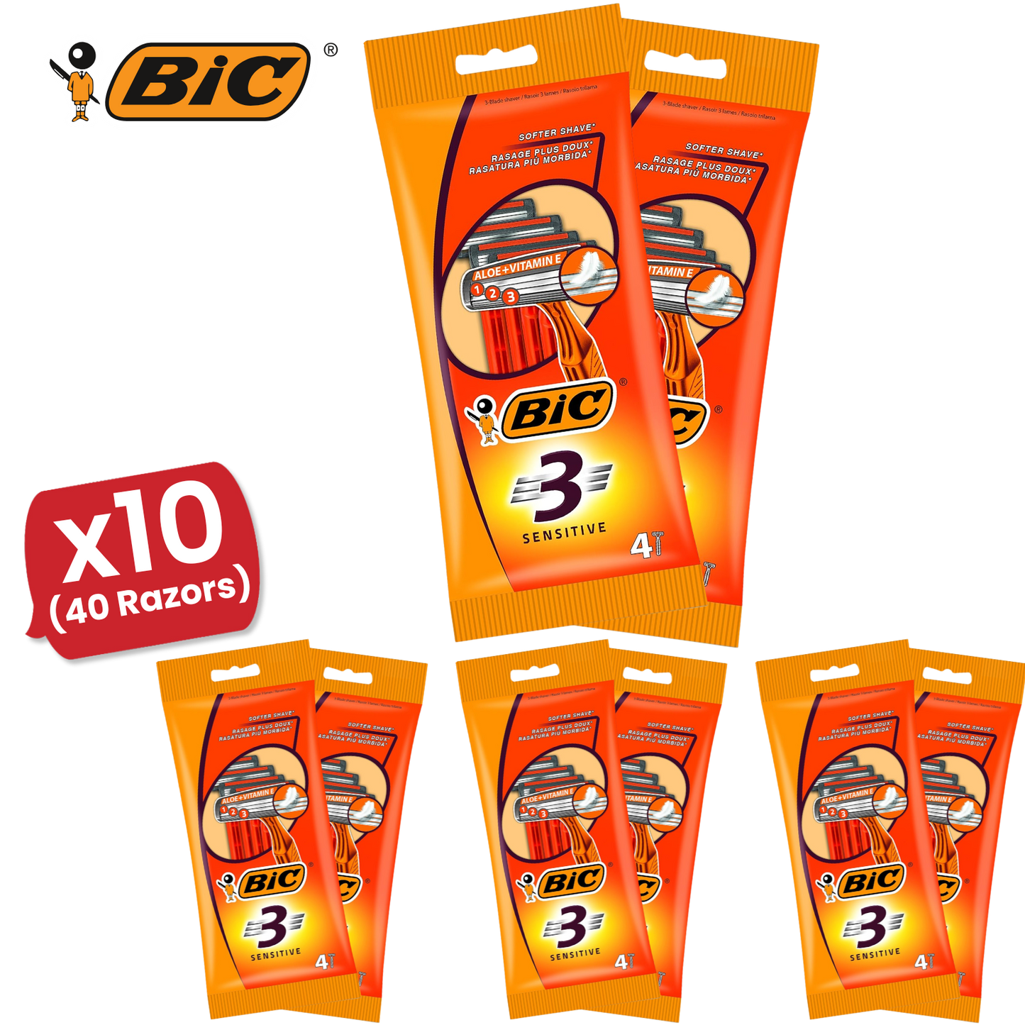 Bic 3 Sensitive Razors 4 - 1 Pack