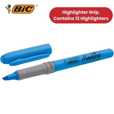 Bic Briteliner Grip Highlighter Pen Blue - Pack of 12 - 1 to 5 Packs