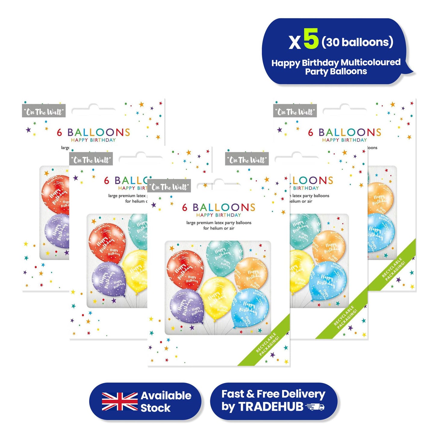 Happy Birthday Balloon - 12 Inch Assorted colour Latex Balloons, Set of 6