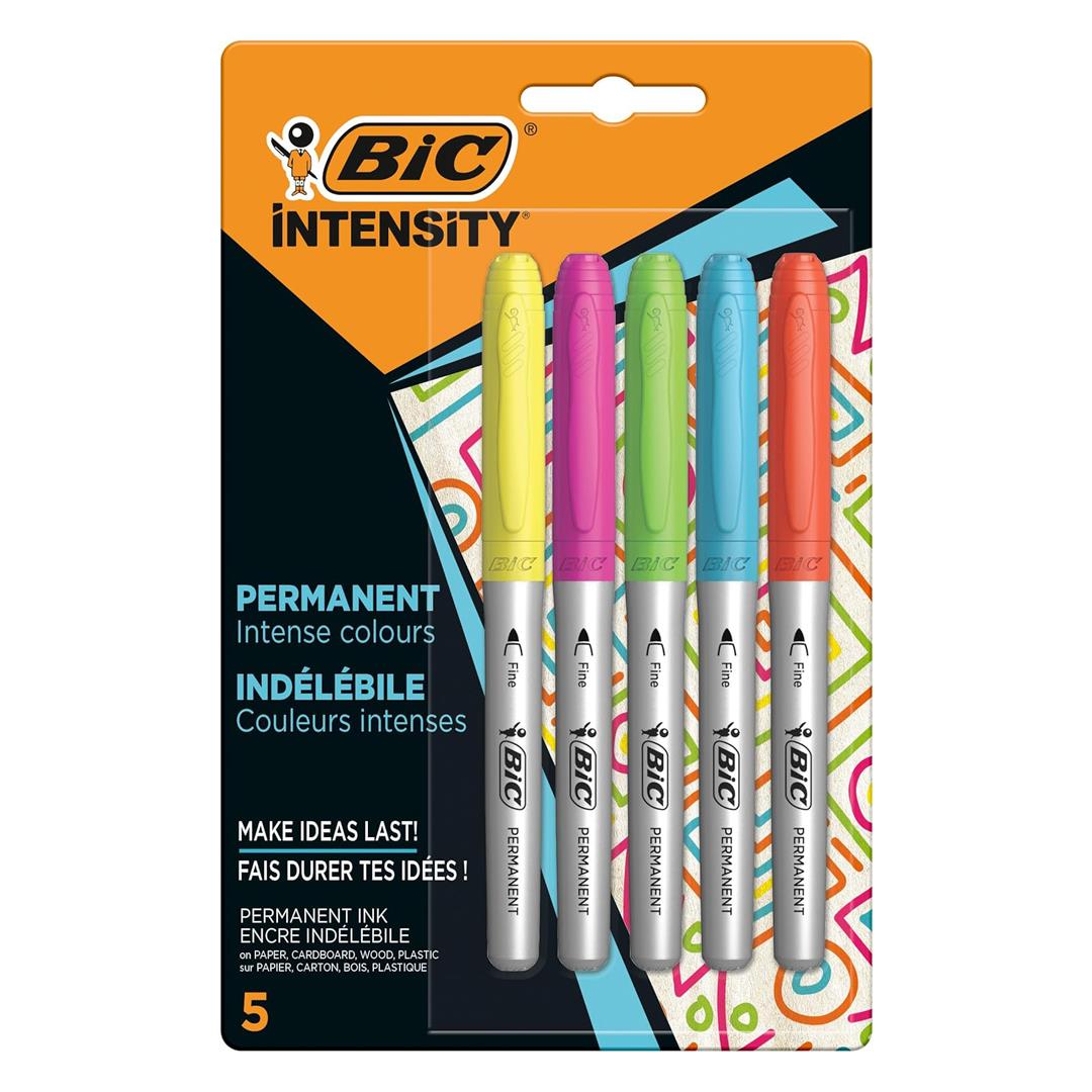 Bic Permanent Markers Fine Colour Intense Assorted Pack 1 to 5