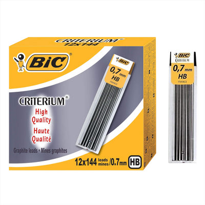 BIC HB Mechanical Pencil Lead Refills 0.7mm Drawing Writing Everyday Refill 12 Pack