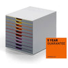 Durable VARICOLOR 10 Drawer Unit, Desktop Drawer Set with 10 Colour Coded Draws, Ideal for Storing Documents and Paper Work
