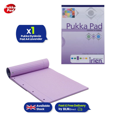 A4 Pukka Dyslexia Pad with Lavender Tinted Ruled Pages and Perforated Sheets
