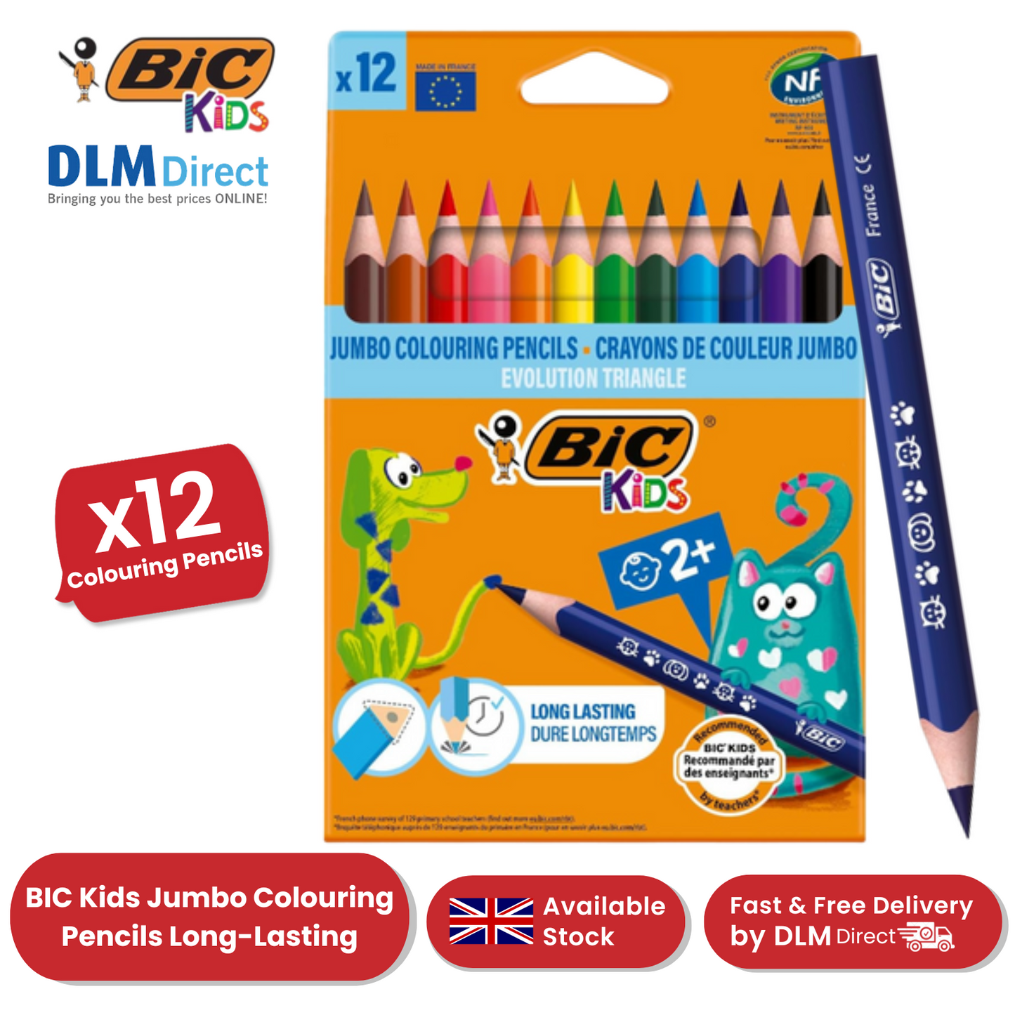 BIC Kids Evolution Triangle ECOlutions Colouring Pencils Assorted - Pack of 12