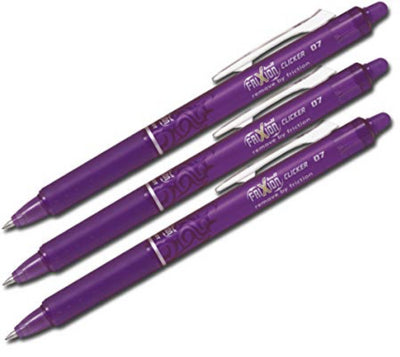 Pilot Frixion Clicker Retractable Erasable 0.7mm Tip Violet - Pack of 3