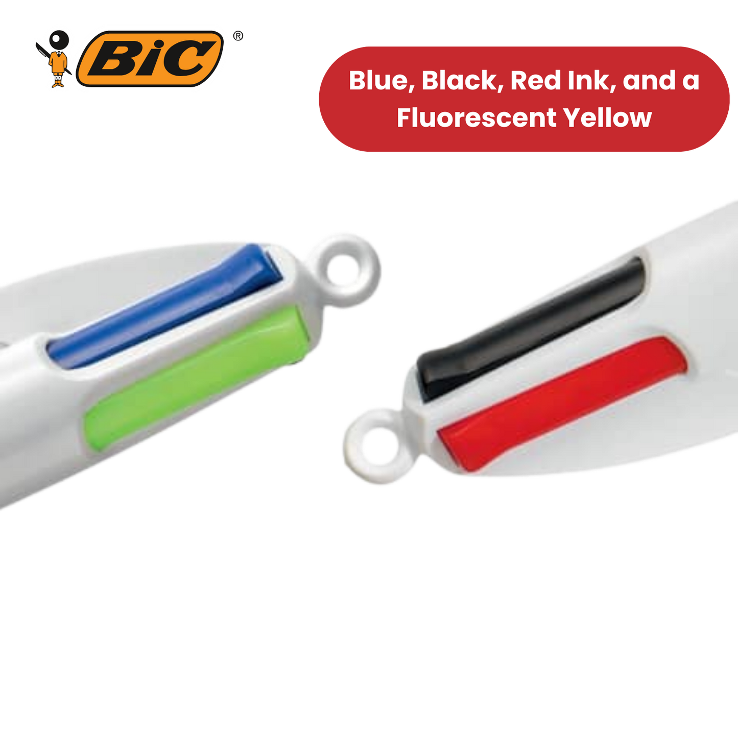 Bic 4 Colours Fluo Retractable Ballpoint Pen - Pack of 1