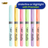 BIC Highlighter Grip Pastel, Highlighter Pens with Adjustable Chisel Tip, Assorted Colours, Pack of 6