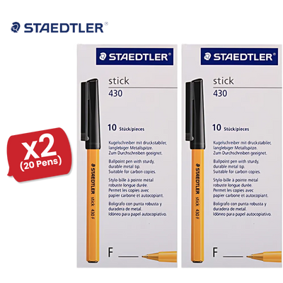 Staedtler Fine 0.3mm Black 430 F-9 - Pack of 10 - 2 Packs