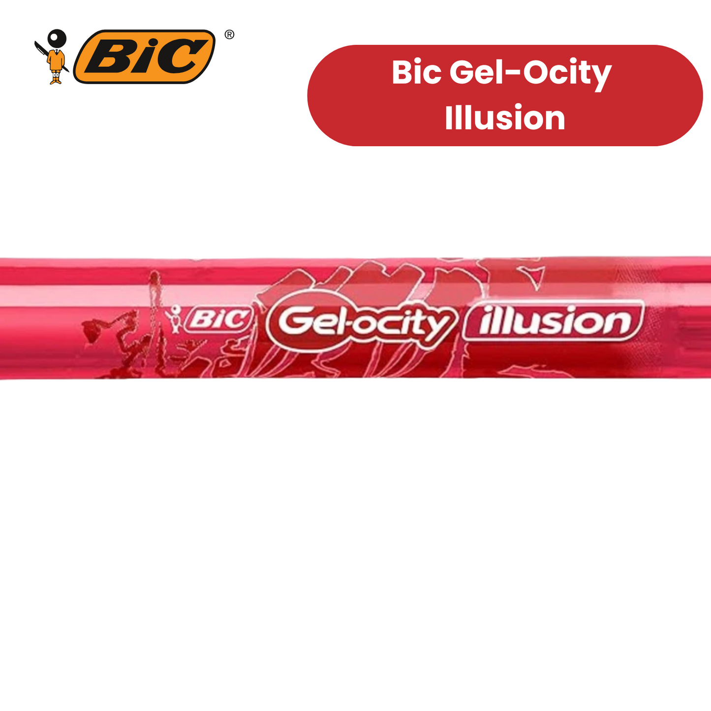 Bic Gel-ocity Illusion Medium Erasable Ink Rollerball Pen 0.7mm & 0.3mm Red