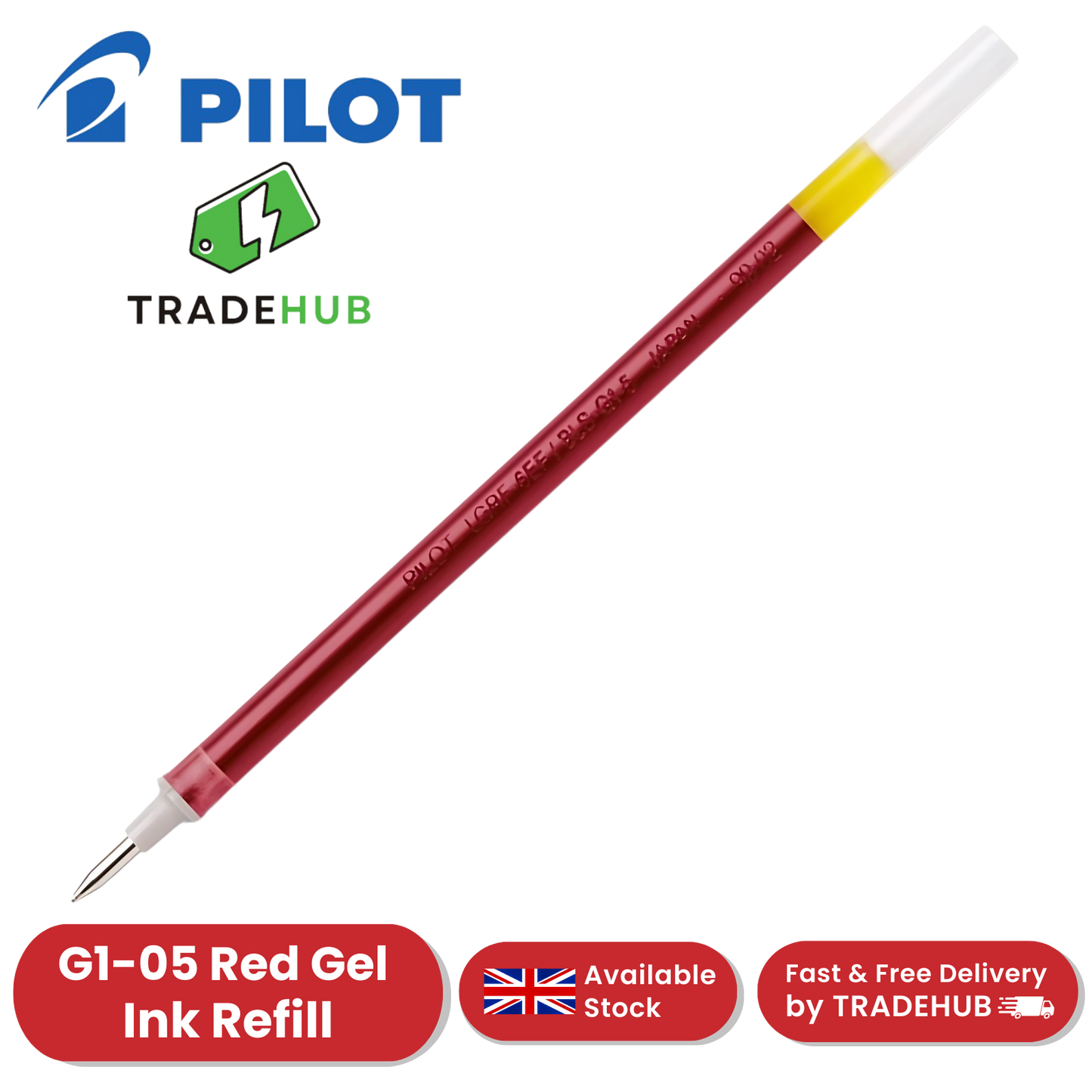 Pilot G1-05 Gel Pen Refill - Red Ink, Fine 0.5mm - Smooth, Precise Writing